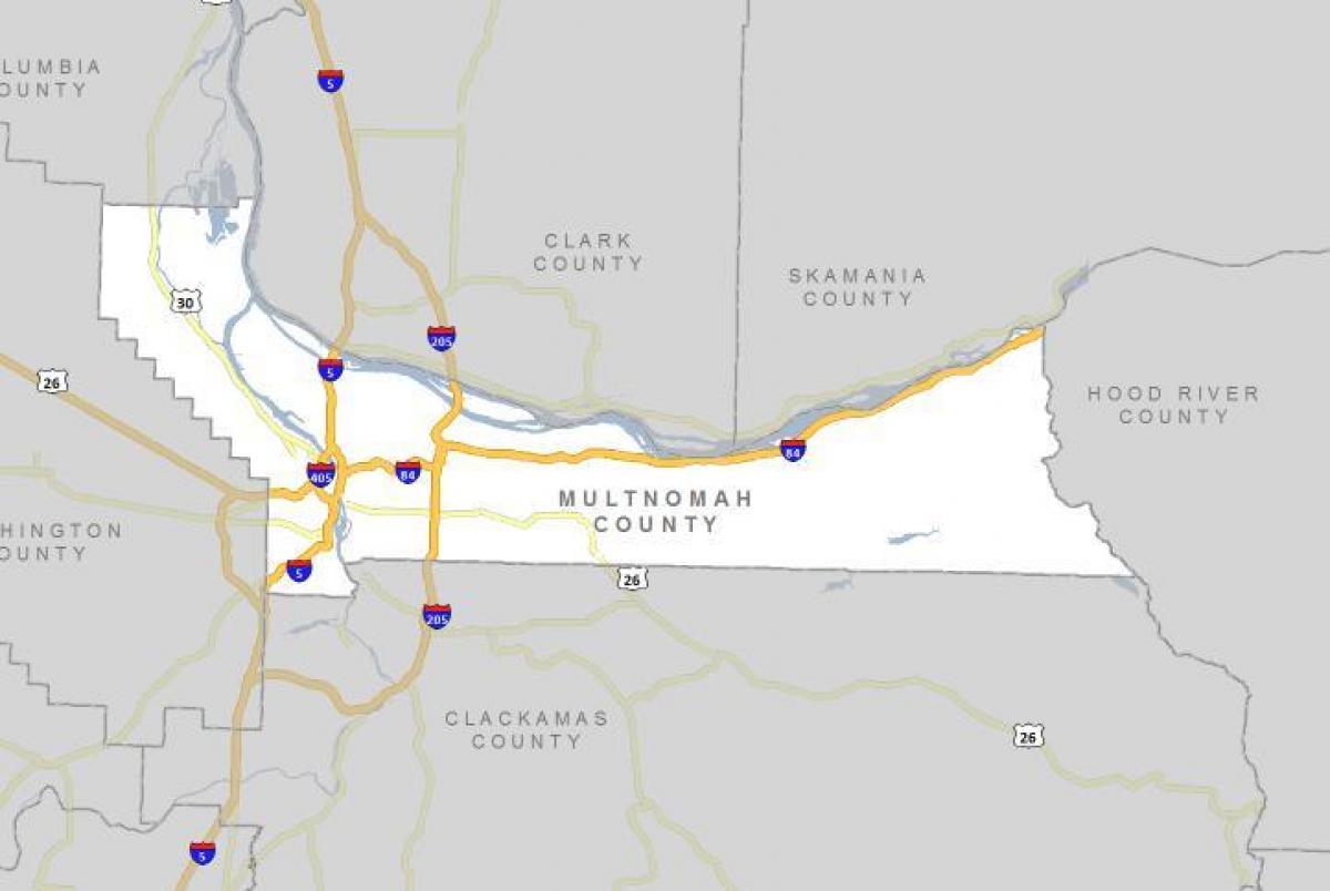 Multnomah Орегон мужийн газрын зураг